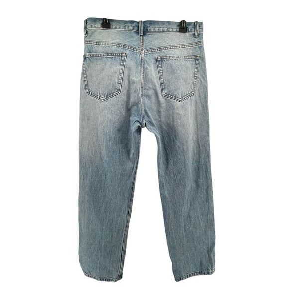 ZARA Women’s High Rise Button Fly Distressed Straight Leg Jeans Size 34 - Picture 2 of 13